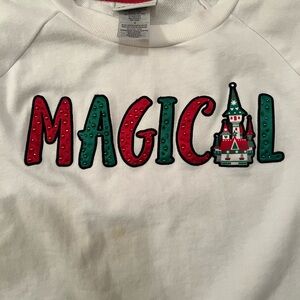 Disney Magical White Sweatshirt with Red and Green Accents